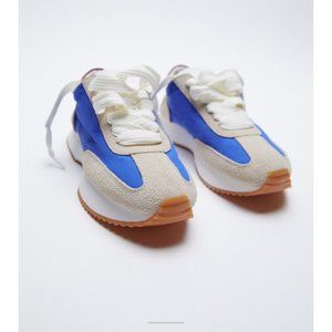 Zara contrasting soft  blue sneakers New